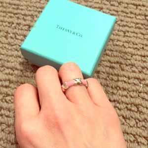 Rare Tiffany & Co 925 Italy pink enamel ring